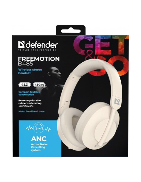 Defender Słuchawki Bluetooth Freemotion B485 Anc Beżowe 63486
