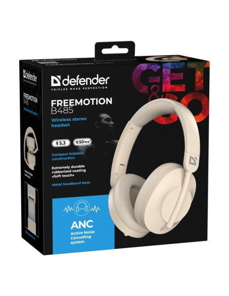 Defender Słuchawki Bluetooth Freemotion B485 Anc Beżowe 63486