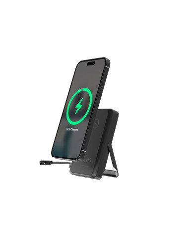 Gembird Bezprzewodowy Powerbank Magnetyczny 15 W Ze Zintegrowaną Podstawką 10000 Mah, Czarny