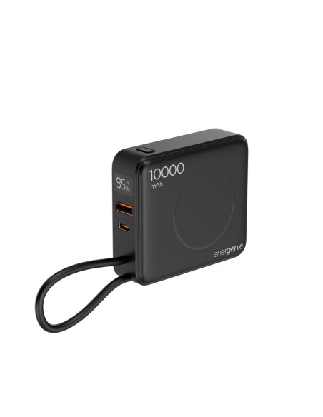 Gembird Powerbank 10000 Mah, Szybkie Ładowanie 20 W, Ładowanie Bezprzewodowe Czarny