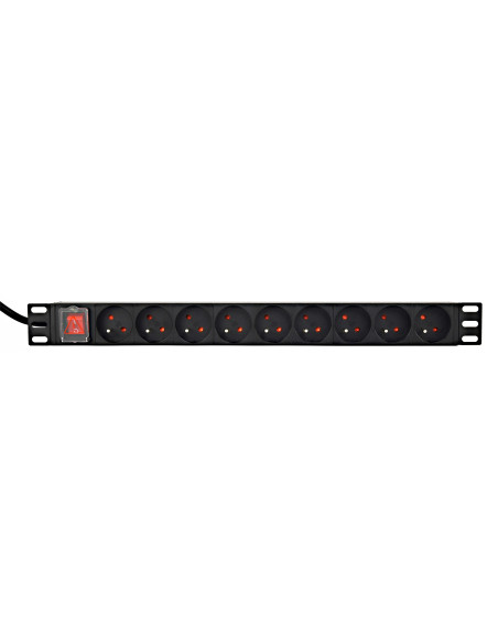Gembird Listwa Zasilająca Rack 19" Pdu 1U, 16A, 9X Gniazdo French, Wtyk Fr, Kabel 2M