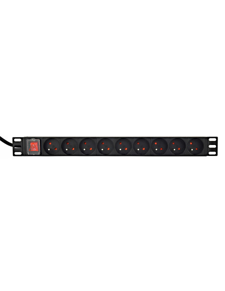 Gembird Listwa Zasilająca Rack 19" Pdu 1U, 16A, 9X Gniazdo French, Wtyk Fr, Kabel 2M