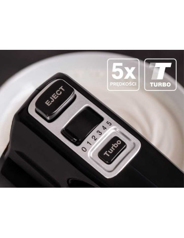 Eldom Robot Kuchenny R120 Mixo 400W, Czarny, 5 Prędkości, Ubijanie I Mieszanie, Przycisk Turbo, Pojemnik Na Akcesoria