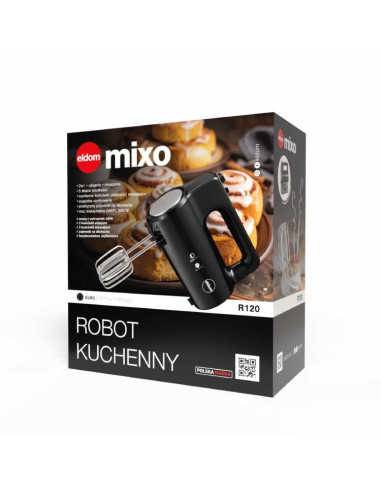 Eldom Robot Kuchenny R120 Mixo 400W, Czarny, 5 Prędkości, Ubijanie I Mieszanie, Przycisk Turbo, Pojemnik Na Akcesoria