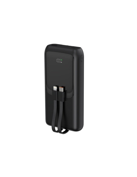 Gembird Powerbank O Pojemności 20000Mah, Szybkie Ładowanie 20W, Wyświetlacz Lcd, Zintegrowane Kable Kolor Czarny