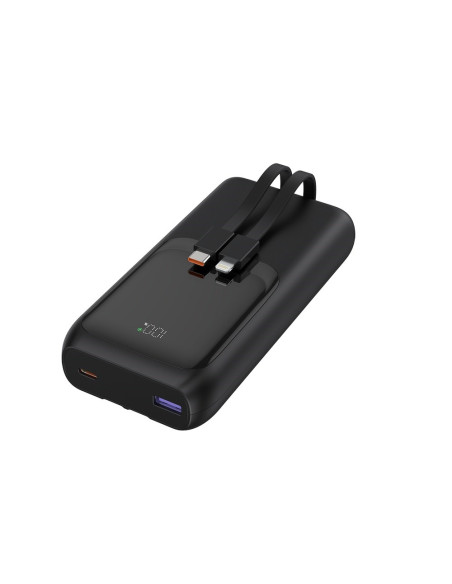 Gembird Powerbank O Pojemności 20000Mah, Szybkie Ładowanie 20W, Wyświetlacz Lcd, Zintegrowane Kable Kolor Czarny