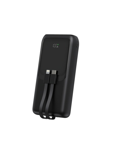 Gembird Powerbank O Pojemności 20000Mah, Szybkie Ładowanie 20W, Wyświetlacz Lcd, Zintegrowane Kable Kolor Czarny