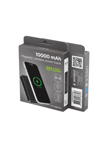 Gembird Bezprzewodowy Powerbank Magnetyczny 15W 10000 Mah, Czarny