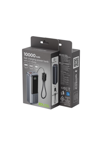 Gembird Powerbank O Pojemności 10000Mah, Wyświetlacz Lcd, Szybkie Ładowanie 20W, Kolor Szary