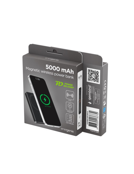 Gembird Powerbank Z Ładowaniem Beprzewodowym 15W 5000Mah, Czarny