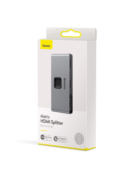 Baseus Dwukierunkowy Rozdzielacz Splitter Hdmi Matrix, 2X1 / 1X2, 4K