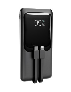 Gembird Powerbank O Pojemności 10000Mah Z Wyświetlaczem Lcd Zintegrowanymi Kablami Szybkim Ładowaniem Qc3.0 20W 2