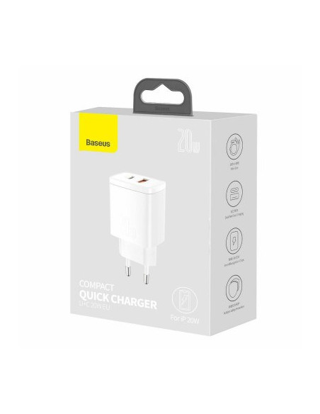 Baseus Ładowarka Sieciowa Usb, Usb-C (Biała)