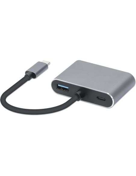 Hub Usb Typ-C 4W1 Usb 3.0 + Pd 100W + Hdmk 4K30Hz + Vga Fullhd