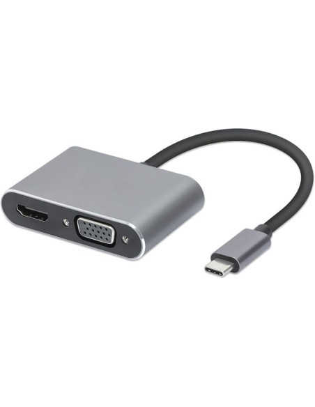 Hub Usb Typ-C 4W1 Usb 3.0 + Pd 100W + Hdmk 4K30Hz + Vga Fullhd