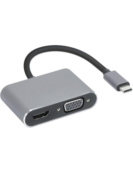 Hub Usb Typ-C 4W1 Usb 3.0 + Pd 100W + Hdmk 4K30Hz + Vga Fullhd