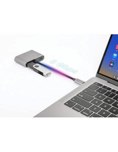 Hub Usb Typ-C 4W1 Usb 3.0 + Pd 100W + Hdmk 4K30Hz + Vga Fullhd