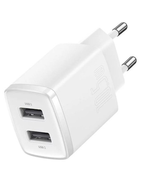 Baseus Compact Ładowarka Sieciowa 2X Usb 10.5W Biały (Ccxj010202)