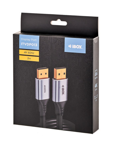 Kabel Displayport 4K60Hz Złota Wtyczka 3M