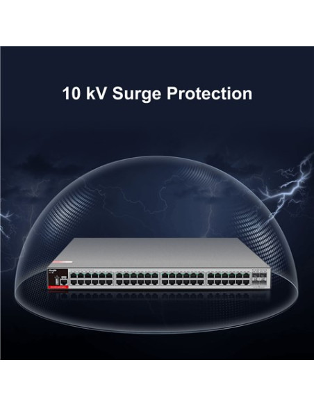 Zarządzalny Switch Ruijie L2+ | 48 Portów 1Gbit + 4 Porty Sfp 2.5Gbit | 2 Wentylatory, 1 Wbudowany Zasilacz Ac | Rack