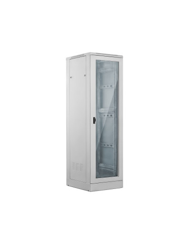 Szafa 24U 600X600, Drzwi Przednie Szklane, Drzwi Tylne Metalowe Pełne, Zamek, 4 Belki Nośne, Cokół W Zestawie, Do Samodzielnego 