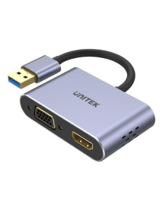 Unitek V1304A Adapter Kablowy 0,15 M Usb Typu-A Hdmi + Vga (D-Sub) Szary 2