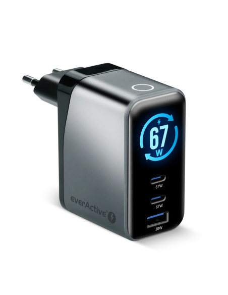Everactive Ładowarka Sieciowa Gan 1 X Usb, 2 X Usb-C Quick Charge 4+ 67W Czarna Sc-670Q