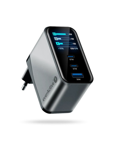 Everactive Ładowarka Sieciowa Gan 1 X Usb, 2 X Usb-C Quick Charge 4+ 67W Czarna Sc-670Q