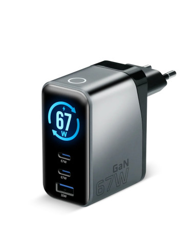 Everactive Ładowarka Sieciowa Gan 1 X Usb, 2 X Usb-C Quick Charge 4+ 67W Czarna Sc-670Q