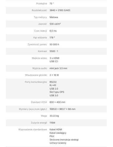 Monitor Informacyjny Avtek Ds2 75