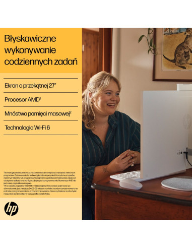 Hp 27-Cr0232Nw Aio Ryzen 5 7520U 27.0"Fhd Ips Ag 300Nits 16Gb Ddr5 Ssd512 Radeon 610M Lan Win11 2Y Shell White