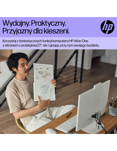 Hp Aio 27-Cr0224Nw I5-1335U 27.0"Fhd Ips 300Nits Ag 16Gb Ddr4 3200 Ssd512 Iris Xe Graphics Lan Cam1080P+Ir Noos Shell White Shel