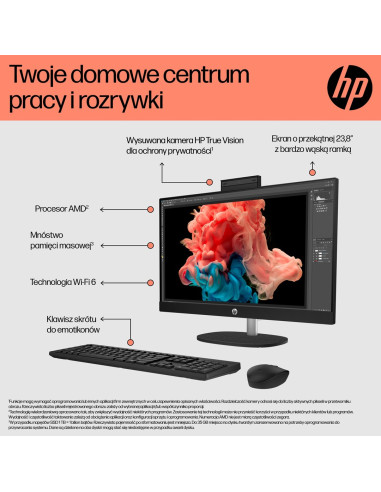 Hp Aio 24-Cr0312Nw Ryzen 5 7520 23.8" Fhd Ips 250Nits Ag 16Gb Ddr5 Ssd512 Radeon 610M Cam720P Kb+Mouse Win11 Shell White 2Y