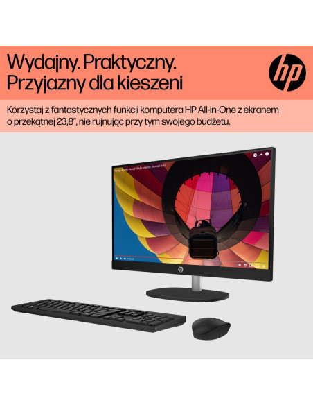 Hp Aio 24-Cr0312Nw Ryzen 5 7520 23.8" Fhd Ips 250Nits Ag 16Gb Ddr5 Ssd512 Radeon 610M Cam720P Kb+Mouse Win11 Shell White 2Y