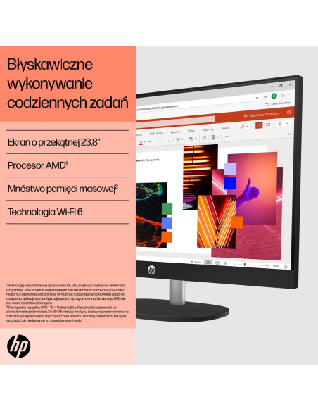 Hp Aio 24-Cr0312Nw Ryzen 5 7520 23.8" Fhd Ips 250Nits Ag 16Gb Ddr5 Ssd512 Radeon 610M Cam720P Kb+Mouse Win11 Shell White 2Y