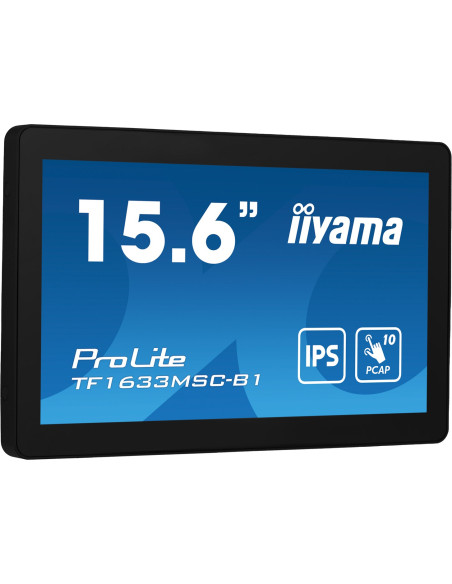 Iiyama Prolite Tf1633Msc-B1 Monitor Komputerowy 39,6 Cm (15.6") 1920 X 1080 Px Full Hd Ekran Dotykowy Czarny