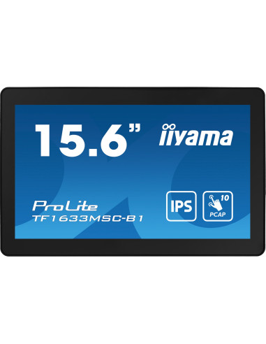 Iiyama Prolite Tf1633Msc-B1 Monitor Komputerowy 39,6 Cm (15.6") 1920 X 1080 Px Full Hd Ekran Dotykowy Czarny