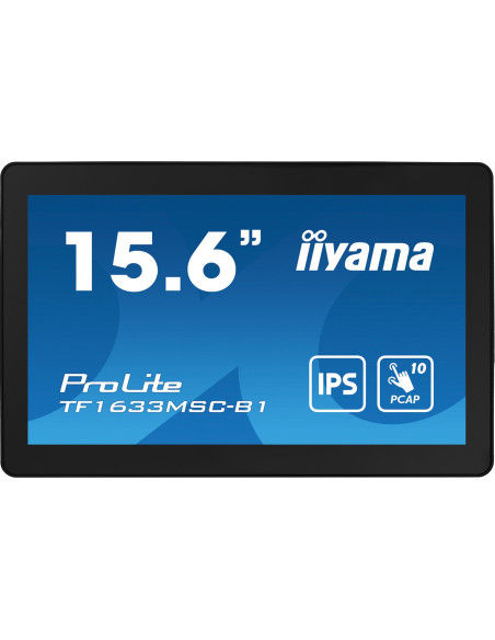 Iiyama Prolite Tf1633Msc-B1 Monitor Komputerowy 39,6 Cm (15.6") 1920 X 1080 Px Full Hd Ekran Dotykowy Czarny