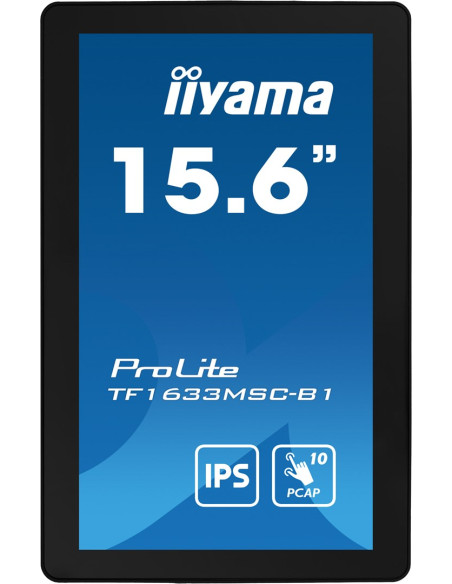 Iiyama Prolite Tf1633Msc-B1 Monitor Komputerowy 39,6 Cm (15.6") 1920 X 1080 Px Full Hd Ekran Dotykowy Czarny