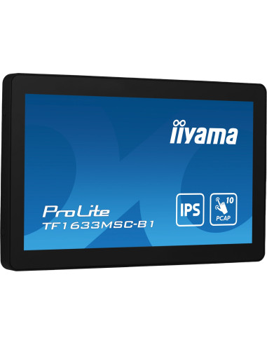 Iiyama Prolite Tf1633Msc-B1 Monitor Komputerowy 39,6 Cm (15.6") 1920 X 1080 Px Full Hd Ekran Dotykowy Czarny