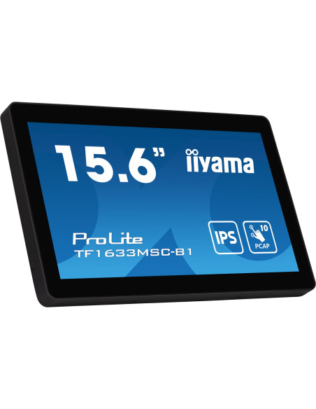 Iiyama Prolite Tf1633Msc-B1 Monitor Komputerowy 39,6 Cm (15.6") 1920 X 1080 Px Full Hd Ekran Dotykowy Czarny