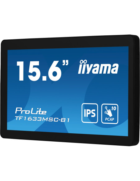 Iiyama Prolite Tf1633Msc-B1 Monitor Komputerowy 39,6 Cm (15.6") 1920 X 1080 Px Full Hd Ekran Dotykowy Czarny