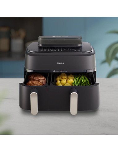 Philips 5000 Series Na551/00 Frytkownica Podwójny 9 L Autonomiczny 2750 W Frytkownica Na Gorące Powietrze Czarny, Srebrny