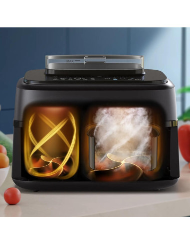 Philips 5000 Series Na551/00 Frytkownica Podwójny 9 L Autonomiczny 2750 W Frytkownica Na Gorące Powietrze Czarny, Srebrny