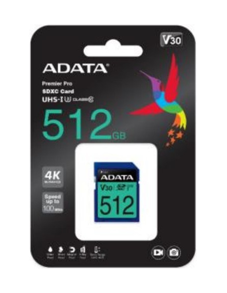 Adata Premier Pro Sdxc 512 Gb Class 10 Uhs-I/U3 V30
