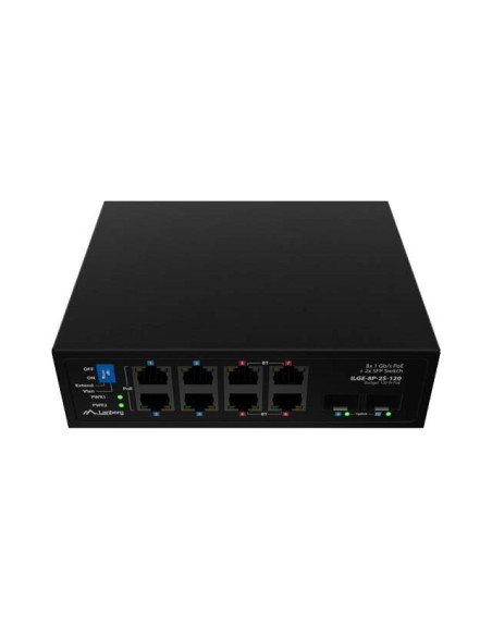 Lanberg Switch Light Industrial Poe 4Xbt 4Xat 2Xsfp Din Niezarządzalny Gigabit Ethernet