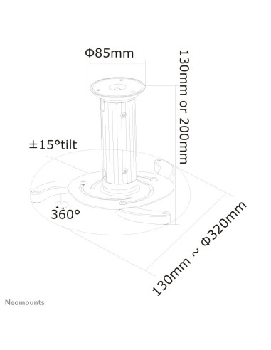 Neomounts Beamer-C80 Uchwyt Do Montażu Projektora Sufit Srebrny