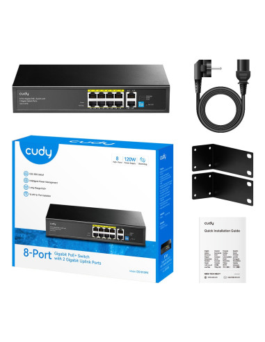 Switch Cudy Gs1010Pe 8-Port Gigabit Poe+ 120W 2Xgbe Uplink
