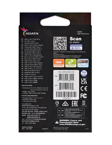 Adata Pendrive Dashdrive Elite Ue800 256 Gb
