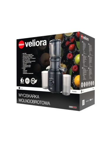 Eldom Wyciskarka Wolnoobrotowa Pj350 250 W Czarna Dwa Filtry Nowej Generacji Heavy Press